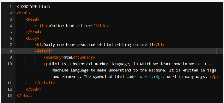 html details tag online